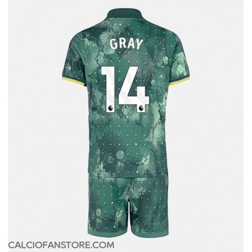 Maglia Calcio Tottenham Hotspur Archie Gray #14 Terza Divisa Bambino 2024-25 Manica Corta (+ pantaloncini)